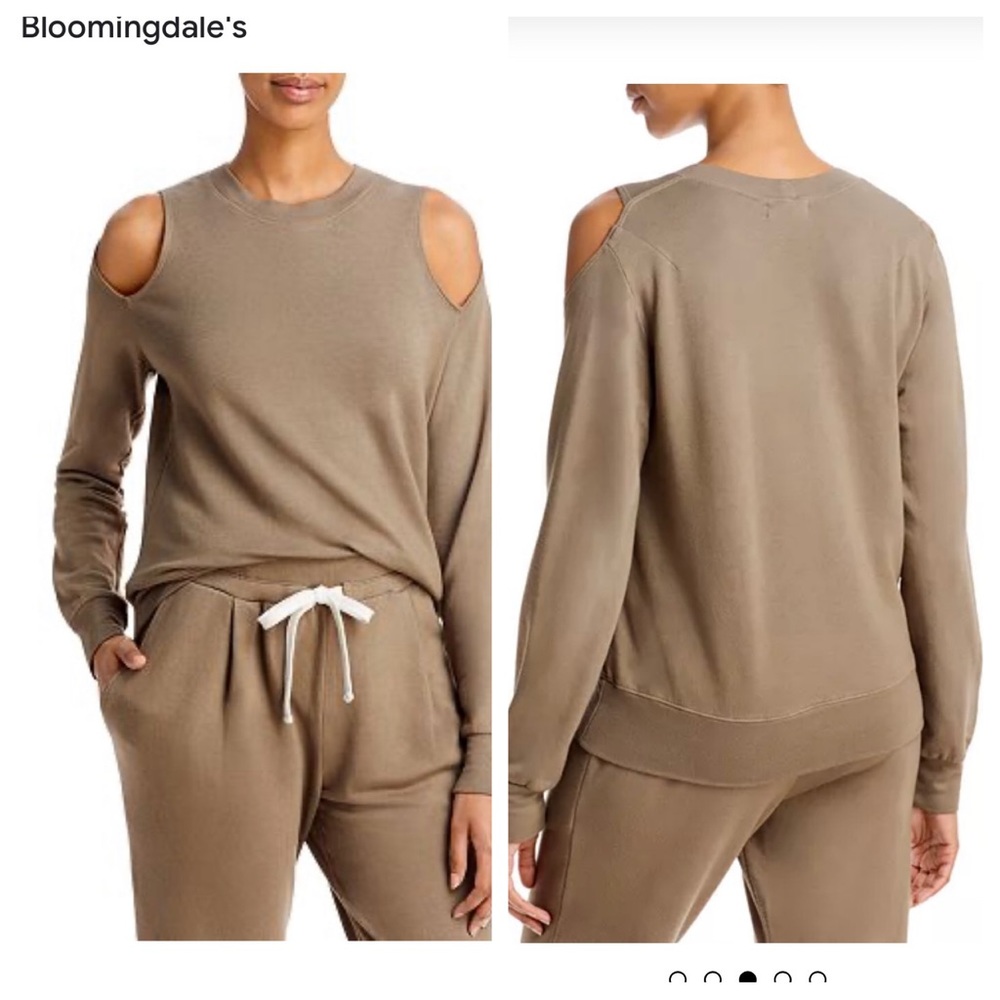 Monrow Cold Shoulder Pullover Sweatshirt - gorgeous material. Size large. NEW